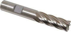 Cleveland - 1/2", 1-1/4" LOC, 1/2" Shank Diam, 3-1/4" OAL, 6 Flute, Cobalt Square End Mill - Single End, Uncoated, Spiral Flute, 30° Helix, Centercutting, Right Hand Cut, Right Hand Flute, Series HGC-4C - Eagle Tool & Supply