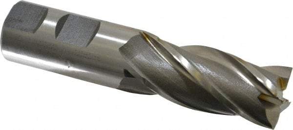 Cleveland - 1", 2" LOC, 1" Shank Diam, 4-1/2" OAL, 4 Flute, Cobalt Square End Mill - Single End, Uncoated, Spiral Flute, 30° Helix, Centercutting, Right Hand Cut, Right Hand Flute, Series HGC-4C - Eagle Tool & Supply