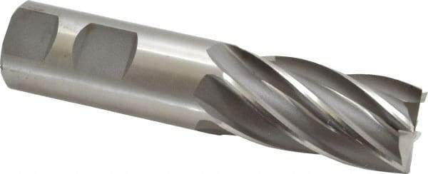 Cleveland - 1", 2" LOC, 1" Shank Diam, 4-1/2" OAL, 6 Flute, Cobalt Square End Mill - Single End, Uncoated, Spiral Flute, 30° Helix, Centercutting, Right Hand Cut, Right Hand Flute, Series HGC-4C - Eagle Tool & Supply