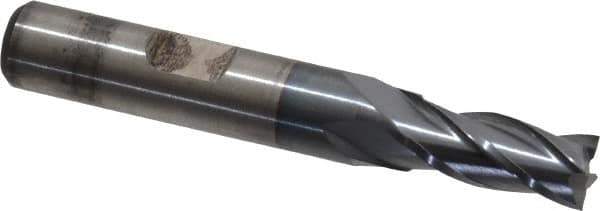 Cleveland - 5/16", 3/4" LOC, 3/8" Shank Diam, 2-1/2" OAL, 4 Flute, Cobalt Square End Mill - Single End, TiCN Finish, Spiral Flute, 30° Helix, Centercutting, Right Hand Cut, Right Hand Flute, Series HGC-4C - Eagle Tool & Supply