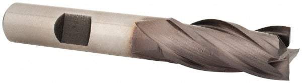 Cleveland - 7/16", 1" LOC, 3/8" Shank Diam, 2-11/16" OAL, 4 Flute, Cobalt Square End Mill - Single End, TiCN Finish, Spiral Flute, 30° Helix, Centercutting, Right Hand Cut, Right Hand Flute, Series HGC-4C - Eagle Tool & Supply