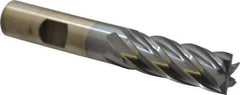 Cleveland - 1/2", 1-1/4" LOC, 1/2" Shank Diam, 3-1/4" OAL, 6 Flute, Cobalt Square End Mill - Single End, TiCN Finish, Spiral Flute, 30° Helix, Centercutting, Right Hand Cut, Right Hand Flute, Series HGC-4C - Eagle Tool & Supply