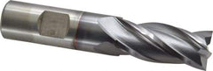 Cleveland - 3/4", 1-5/8" LOC, 3/4" Shank Diam, 3-7/8" OAL, 4 Flute, Cobalt Square End Mill - Single End, TiCN Finish, Spiral Flute, 30° Helix, Centercutting, Right Hand Cut, Right Hand Flute, Series HGC-4C - Eagle Tool & Supply