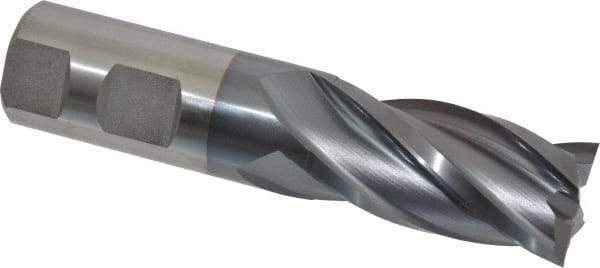 Cleveland - 1", 2" LOC, 1" Shank Diam, 4-1/2" OAL, 4 Flute, Cobalt Square End Mill - Single End, TiCN Finish, Spiral Flute, 30° Helix, Centercutting, Right Hand Cut, Right Hand Flute, Series HGC-4C - Eagle Tool & Supply