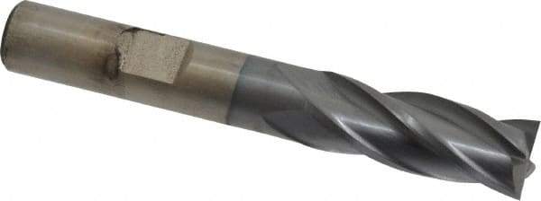 Cleveland - 13/32", 1" LOC, 3/8" Shank Diam, 2-11/16" OAL, 4 Flute, Cobalt Square End Mill - Single End, TiCN Finish, Spiral Flute, 30° Helix, Centercutting, Right Hand Cut, Right Hand Flute, Series HGC-4C - Eagle Tool & Supply
