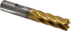 Cleveland - 1/2", 1-1/4" LOC, 1/2" Shank Diam, 3-1/4" OAL, 6 Flute, Cobalt Square End Mill - Single End, TiN Finish, Spiral Flute, 30° Helix, Centercutting, Right Hand Cut, Right Hand Flute, Series HGC-4C - Eagle Tool & Supply