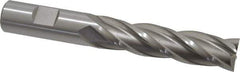 Cleveland - 3/4", 50.8mm LOC, 3/4" Shank Diam, 5-1/4" OAL, 4 Flute, Cobalt Square End Mill - Single End, Uncoated, Spiral Flute, 30° Helix, Centercutting, Right Hand Cut, Right Hand Flute, Series HGC-4C - Eagle Tool & Supply