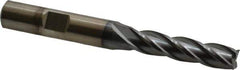 Cleveland - 5/16", 1-3/8" LOC, 3/8" Shank Diam, 3-1/8" OAL, 4 Flute, Cobalt Square End Mill - Single End, TiCN Finish, Spiral Flute, 30° Helix, Centercutting, Right Hand Cut, Right Hand Flute, Series HGC-4C - Eagle Tool & Supply