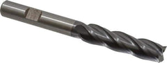 Cleveland - 7/16", 1-3/4" LOC, 3/8" Shank Diam, 3-3/4" OAL, 4 Flute, Cobalt Square End Mill - Single End, TiCN Finish, Spiral Flute, 30° Helix, Centercutting, Right Hand Cut, Right Hand Flute, Series HGC-4C - Eagle Tool & Supply