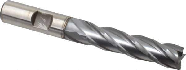 Cleveland - 1/2", 2" LOC, 1/2" Shank Diam, 4" OAL, 4 Flute, Cobalt Square End Mill - Single End, TiCN Finish, Spiral Flute, 30° Helix, Centercutting, Right Hand Cut, Right Hand Flute, Series HGC-4C - Eagle Tool & Supply