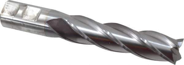 Cleveland - 7/8", 3-1/2" LOC, 7/8" Shank Diam, 5-3/4" OAL, 4 Flute, Cobalt Square End Mill - Single End, TiCN Finish, Spiral Flute, 30° Helix, Centercutting, Right Hand Cut, Right Hand Flute, Series HGC-4C - Eagle Tool & Supply