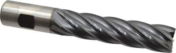 Cleveland - 1", 4" LOC, 1" Shank Diam, 6-1/2" OAL, 6 Flute, Cobalt Square End Mill - Single End, TiCN Finish, Spiral Flute, 30° Helix, Centercutting, Right Hand Cut, Right Hand Flute, Series HGC-4C - Eagle Tool & Supply