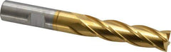 Cleveland - 1/2", 2" LOC, 1/2" Shank Diam, 4" OAL, 4 Flute, Cobalt Square End Mill - Single End, TiN Finish, Spiral Flute, 30° Helix, Centercutting, Right Hand Cut, Right Hand Flute, Series HGC-4C - Eagle Tool & Supply