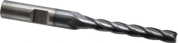 Cleveland - 1/4", 1-3/4" LOC, 3/8" Shank Diam, 3-9/16" OAL, 4 Flute, Cobalt Square End Mill - Single End, TiCN Finish, Spiral Flute, 30° Helix, Centercutting, Right Hand Cut, Right Hand Flute, Series HGC-4C - Eagle Tool & Supply