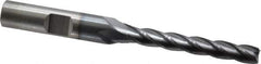 Cleveland - 1/4", 1-3/4" LOC, 3/8" Shank Diam, 3-9/16" OAL, 4 Flute, Cobalt Square End Mill - Single End, TiCN Finish, Spiral Flute, 30° Helix, Centercutting, Right Hand Cut, Right Hand Flute, Series HGC-4C - Eagle Tool & Supply