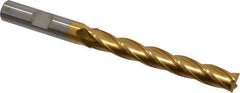 Cleveland - 11/32", 2-1/2" LOC, 3/8" Shank Diam, 4-1/4" OAL, 4 Flute, Cobalt Square End Mill - Single End, TiN Finish, Spiral Flute, 30° Helix, Centercutting, Right Hand Cut, Right Hand Flute, Series HGC-4C - Eagle Tool & Supply
