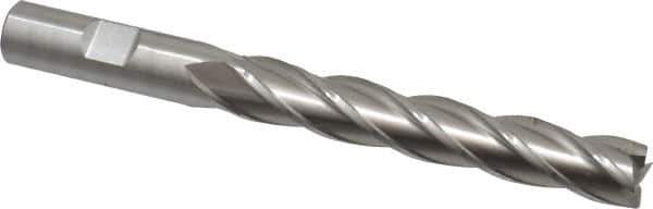 Cleveland - 1/2", 50.8mm LOC, 1/2" Shank Diam, 5" OAL, 4 Flute, Cobalt Square End Mill - Single End, Uncoated, Spiral Flute, 30° Helix, Centercutting, Right Hand Cut, Right Hand Flute, Series HGC-4C - Eagle Tool & Supply