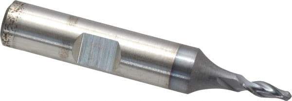 Cleveland - 1/8" Diam, 3/8" LOC, 2 Flute Cobalt Ball End Mill - TiCN Finish, Single End, 2-5/16" OAL, 3/8" Shank Diam, Spiral Flute - Eagle Tool & Supply