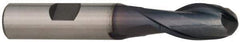 Hertel - 3/4" Diam, 1-5/8" LOC, 2 Flute Cobalt Ball End Mill - TiCN Finish, Single End, 3-7/8" OAL, 3/4" Shank Diam - Eagle Tool & Supply