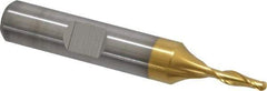 Cleveland - 1/8" Diam, 3/8" LOC, 2 Flute Cobalt Ball End Mill - TiN Finish, Single End, 2-5/16" OAL, 3/8" Shank Diam, Spiral Flute - Eagle Tool & Supply