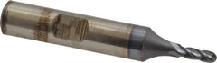 Cleveland - 1/8" Diam, 3/8" LOC, 4 Flute Cobalt Ball End Mill - TiCN Finish, Single End, 2-5/16" OAL, 3/8" Shank Diam, Spiral Flute - Eagle Tool & Supply