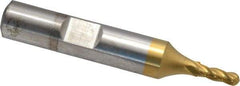 Cleveland - 1/8" Diam, 3/8" LOC, 4 Flute Cobalt Ball End Mill - TiN Finish, Single End, 2-5/16" OAL, 3/8" Shank Diam, Spiral Flute - Eagle Tool & Supply