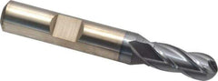 Cleveland - 5/16" Diam, 3/4" LOC, 4 Flute Cobalt Ball End Mill - TiCN Finish, Single End, 2-1/2" OAL, 3/8" Shank Diam, Spiral Flute - Eagle Tool & Supply