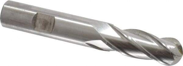 Cleveland - 1/2" Diam, 1-1/4" LOC, 4 Flute Cobalt Ball End Mill - Uncoated, Single End, 3-1/4" OAL, 1/2" Shank Diam, Spiral Flute - Eagle Tool & Supply