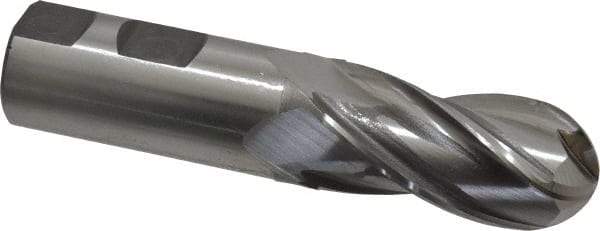 Cleveland - 1" Diam, 2" LOC, 4 Flute Cobalt Ball End Mill - Uncoated, Single End, 4-1/2" OAL, 1" Shank Diam, Spiral Flute - Eagle Tool & Supply
