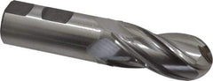 Cleveland - 1" Diam, 2" LOC, 4 Flute Cobalt Ball End Mill - Uncoated, Single End, 4-1/2" OAL, 1" Shank Diam, Spiral Flute - Eagle Tool & Supply