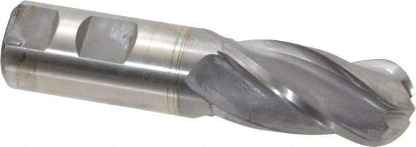 Cleveland - 1" Diam, 2" LOC, 4 Flute Cobalt Ball End Mill - TiCN Finish, Single End, 4-1/2" OAL, 1" Shank Diam, Spiral Flute - Eagle Tool & Supply