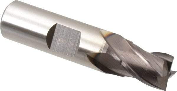 Cleveland - 7/16", 1/2" LOC, 1/2" Shank Diam, 2-3/16" OAL, 4 Flute, Powdered Metal Square End Mill - Single End, TiCN Finish, Spiral Flute, 37° Helix, Centercutting, Right Hand Cut, Right Hand Flute, Series PM-4 - Eagle Tool & Supply