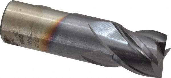 Cleveland - 7/8", 31.75mm LOC, 7/8" Shank Diam, 3-1/8" OAL, 4 Flute, Powdered Metal Square End Mill - Single End, TiCN Finish, Spiral Flute, 37° Helix, Centercutting, Right Hand Cut, Right Hand Flute, Series PM-4 - Eagle Tool & Supply