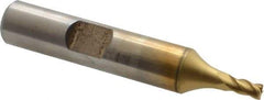 Cleveland - 1/8", 1/4" LOC, 1/8" Shank Diam, 2-3/16" OAL, 4 Flute, Powdered Metal Square End Mill - Single End, TiN Finish, Spiral Flute, 37° Helix, Centercutting, Right Hand Cut, Right Hand Flute, Series PM-4 - Eagle Tool & Supply