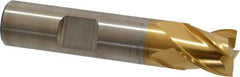 Cleveland - 1/2", 1/2" LOC, 1/2" Shank Diam, 2-1/2" OAL, 4 Flute, Powdered Metal Square End Mill - Single End, TiN Finish, Spiral Flute, 37° Helix, Centercutting, Right Hand Cut, Right Hand Flute, Series PM-4 - Eagle Tool & Supply