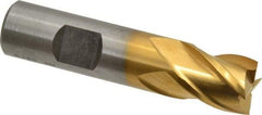 Cleveland - 5/8", 5/8" LOC, 5/8" Shank Diam, 2-3/4" OAL, 4 Flute, Powdered Metal Square End Mill - Single End, TiN Finish, Spiral Flute, 37° Helix, Centercutting, Right Hand Cut, Right Hand Flute, Series PM-4 - Eagle Tool & Supply