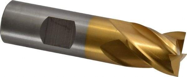 Cleveland - 3/4", 3/4" LOC, 3/4" Shank Diam, 3" OAL, 4 Flute, Powdered Metal Square End Mill - Single End, TiN Finish, Spiral Flute, 37° Helix, Centercutting, Right Hand Cut, Right Hand Flute, Series PM-4 - Eagle Tool & Supply