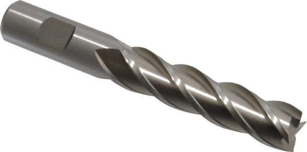 Cleveland - 3/4", 3" LOC, 3/4" Shank Diam, 5-1/4" OAL, 4 Flute, Powdered Metal Square End Mill - Single End, Uncoated, Spiral Flute, 37° Helix, Centercutting, Right Hand Cut, Right Hand Flute, Series PM-4 - Eagle Tool & Supply