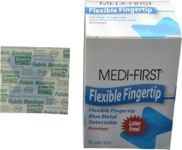 Medique - Fingertip Bandage Self-Adhesive Bandage - Blue, Woven Fabric Bandage, Metal Detectable - Eagle Tool & Supply