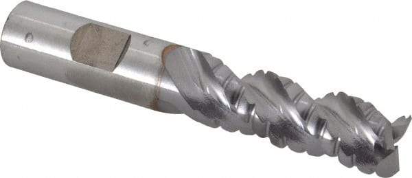 Cleveland - 5/8" Diam, Coarse Pitch, 1-5/8" LOC, 3 Flute Powdered Metal Corner Radius Roughing End Mill - TiCN Finish, 3-3/4" OAL, 5/8" Shank Diam, Single End, Centercutting, 42° Helix - Eagle Tool & Supply