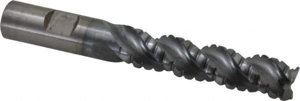 Cleveland - 5/8" Diam, Coarse Pitch, 2-1/2" LOC, 3 Flute Powdered Metal Corner Radius Roughing End Mill - TiCN Finish, 4-5/8" OAL, 5/8" Shank Diam, Single End, Centercutting, 42° Helix - Eagle Tool & Supply