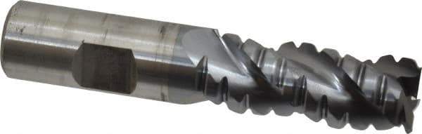 Cleveland - 3/4" Diam, Coarse Pitch, 1-5/8" LOC, 3 Flute Powdered Metal Corner Radius Roughing End Mill - TiCN Finish, 3-7/8" OAL, 3/4" Shank Diam, Single End, Centercutting, 42° Helix - Eagle Tool & Supply