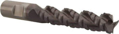 Cleveland - 3/4" Diam, Coarse Pitch, 3" LOC, 3 Flute Powdered Metal Corner Radius Roughing End Mill - TiCN Finish, 5-1/4" OAL, 3/4" Shank Diam, Single End, Centercutting, 42° Helix - Eagle Tool & Supply