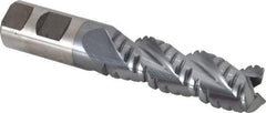 Cleveland - 1" Diam, Coarse Pitch, 3" LOC, 3 Flute Powdered Metal Corner Radius Roughing End Mill - TiCN Finish, 5-1/2" OAL, 1" Shank Diam, Single End, Centercutting, 42° Helix - Eagle Tool & Supply