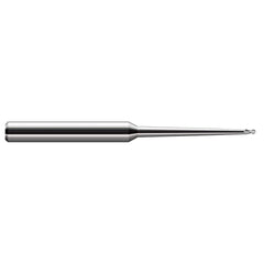 Ball End Mill: 0.25″ Dia, 0.375″ LOC, 4 Flute, Solid Carbide 4″ OAL, 3/8″ Shank Dia, 30 ° Helix, Uncoated, Single End