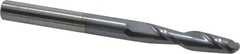 OSG - 1/4" Diam, 1-1/8" LOC, 2 Flute Solid Carbide Ball End Mill - TiCN Finish, Single End, 3" OAL, 1/4" Shank Diam, Spiral Flute - Eagle Tool & Supply