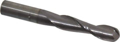 OSG - 1/2" Diam, 2" LOC, 2 Flute Solid Carbide Ball End Mill - TiCN Finish, Single End, 4" OAL, 1/2" Shank Diam, Spiral Flute - Eagle Tool & Supply