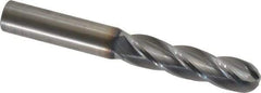 OSG - 1/2" Diam, 2" LOC, 4 Flute Solid Carbide Ball End Mill - TiCN Finish, Single End, 4" OAL, 1/2" Shank Diam, Spiral Flute - Eagle Tool & Supply