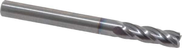 OSG - 3/16", 5/8" LOC, 3/16" Shank Diam, 2" OAL, 4 Flute, Solid Carbide Square End Mill - Single End, TiCN Finish, Spiral Flute, 30° Helix, Centercutting, Right Hand Cut, Right Hand Flute, Series 404 - Eagle Tool & Supply