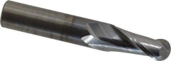 OSG - 1/2" Diam, 1" LOC, 2 Flute Solid Carbide Ball End Mill - TiCN Finish, Single End, 3" OAL, 1/2" Shank Diam, Spiral Flute - Eagle Tool & Supply